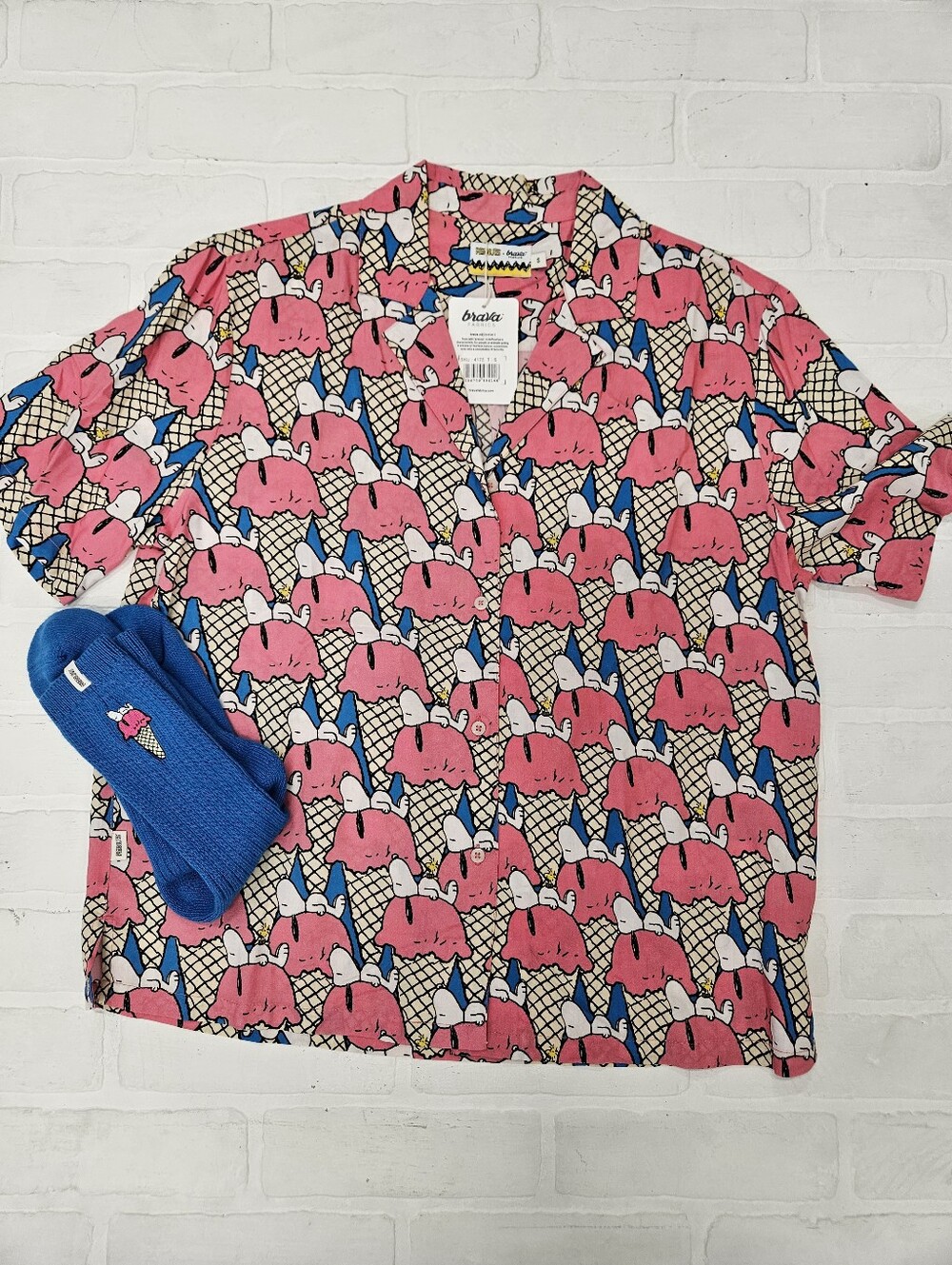 Snoopy Ice Cream Cone Camp Shirt And Matching Socks